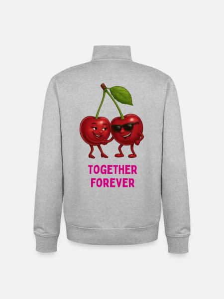 Cherry duo Together Forever - Unisex Organic Zip Sweatshirt by Stanley/Stella - heather grey