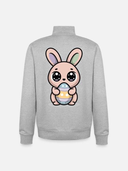 Cute Easter Bunny Kawaii Bunny - Unisex Organic Zip Sweatshirt by Stanley/Stella - heather grey