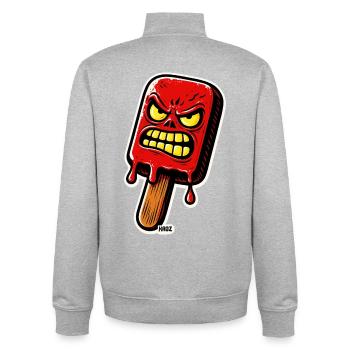 Angry Red Popsicle - Unisex Organic Zip Sweatshirt by Stanley/Stella - heather grey - Back - AI Model Male 185 light (185cm)