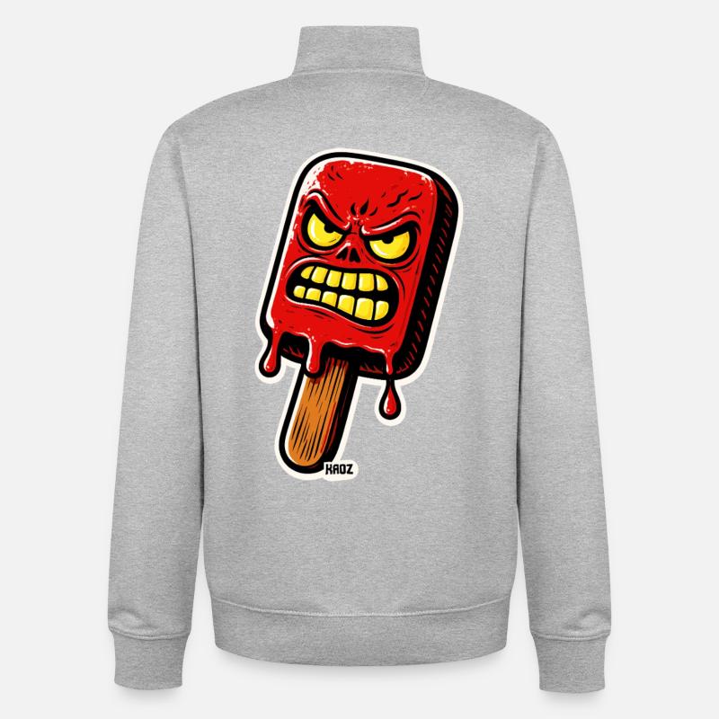 Glace rouge en colère - Sweat zippé unisexe en coton bio Stanley/Stella - gris chiné