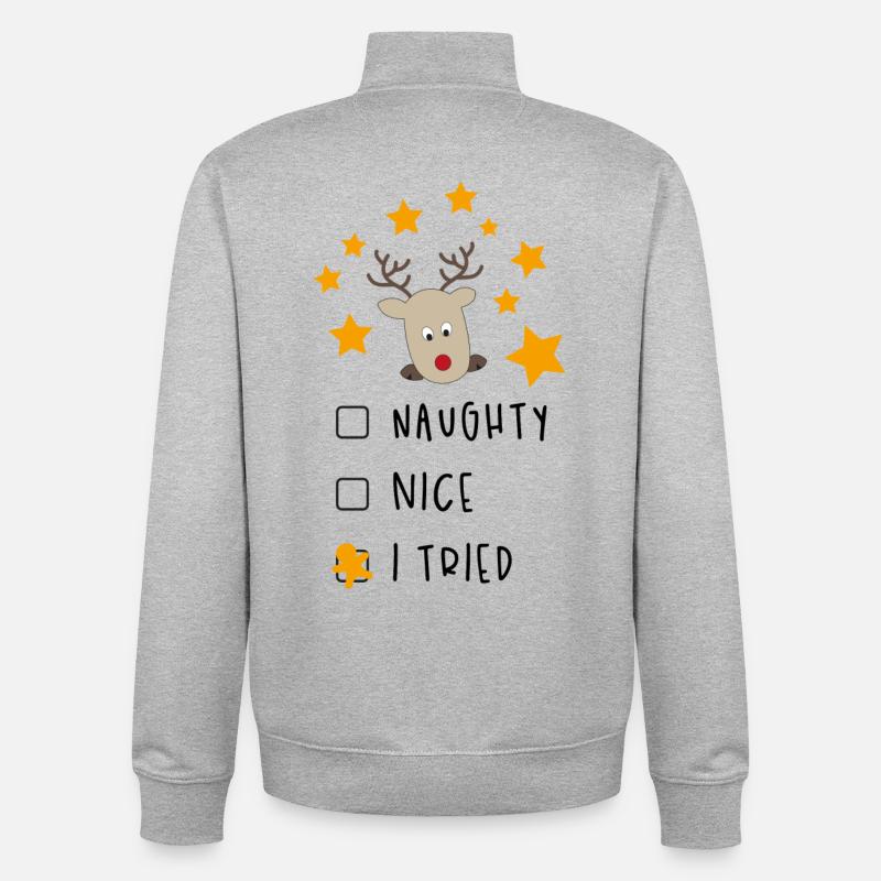 Noël - Sweat zippé unisexe en coton bio Stanley/Stella - gris chiné
