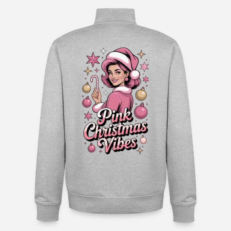 Chemise rose Noël Vibes Mère Noël - Sweat zippé unisexe en coton bio Stanley/Stella - gris chiné