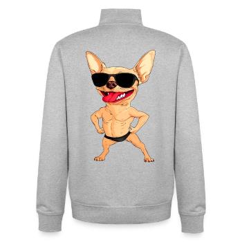 Chihuahua Trainer - Unisex Organic Zip Sweatshirt by Stanley/Stella - heather grey - Back - AI Model Male 185 light (185cm)