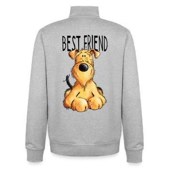 Airedale Terrier mein bester Freund - Geschenk - Unisex Organic Zip Sweatshirt von Stanley/Stella - Grau meliert - Hinten - AI Model Male 185 light (185cm)