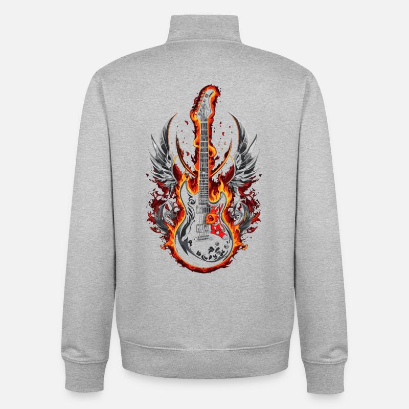 Fire Winged Gitarre - Unisex Organic Zip Sweatshirt von Stanley/Stella - Grau meliert