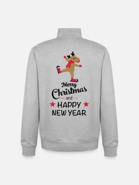 Noël drôle - Sweat zippé unisexe en coton bio Stanley/Stella - gris chiné