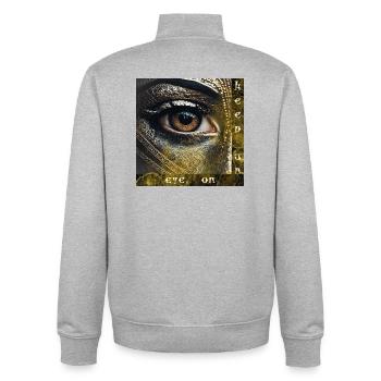 keep an eye on - Observation mode - Unisex Organic Zip Sweatshirt by Stanley/Stella - heather grey - Back - AI Model Male 185 light (185cm)