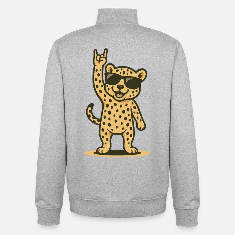 Rocker Star Bébé Guépard - Sweat zippé unisexe en coton bio Stanley/Stella - gris chiné