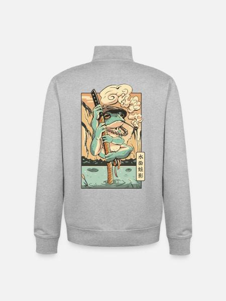 Frog Sommelier à la Nature - Unisex Organic Zip Sweatshirt by Stanley/Stella - heather grey