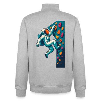 Astronaute en bloc en vol stationnaire Grimpe facile Gesche - Sweat zippé unisexe en coton bio Stanley/Stella - gris chiné - Dos - AI Model Male 185 light (185cm)