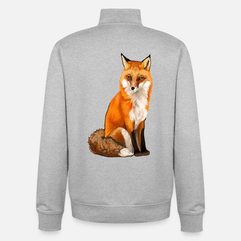 fox - Unisex Organic Zip Sweatshirt by Stanley/Stella - heather grey