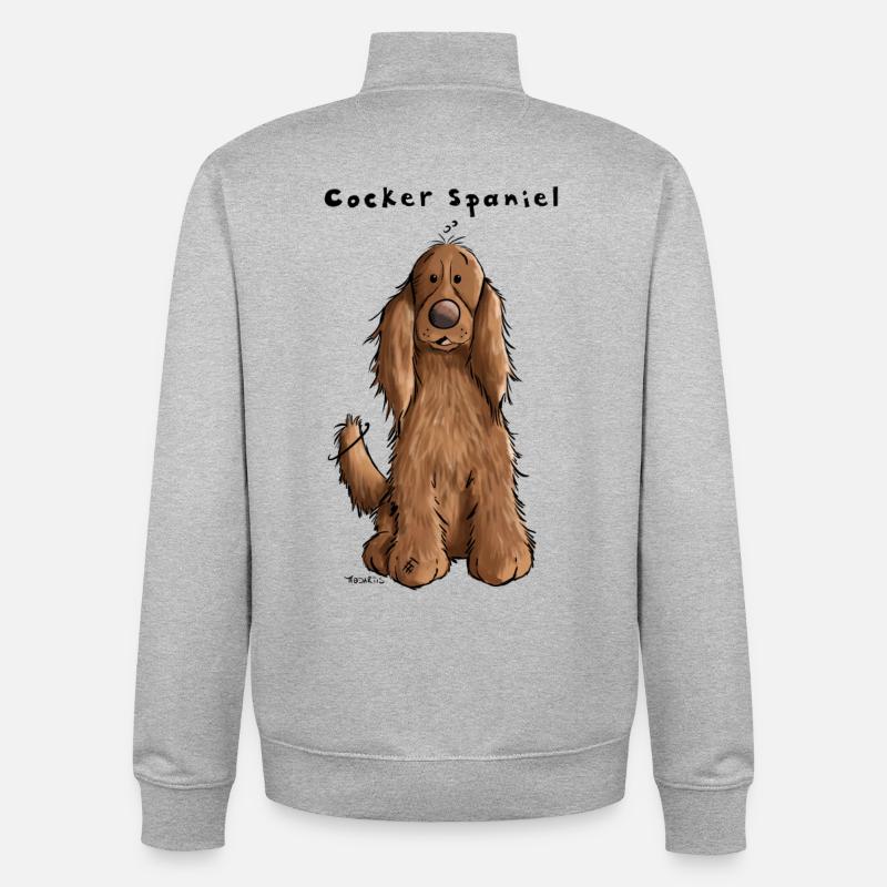 Drôle Cocker Spaniel - Sweat zippé unisexe en coton bio Stanley/Stella - gris chiné
