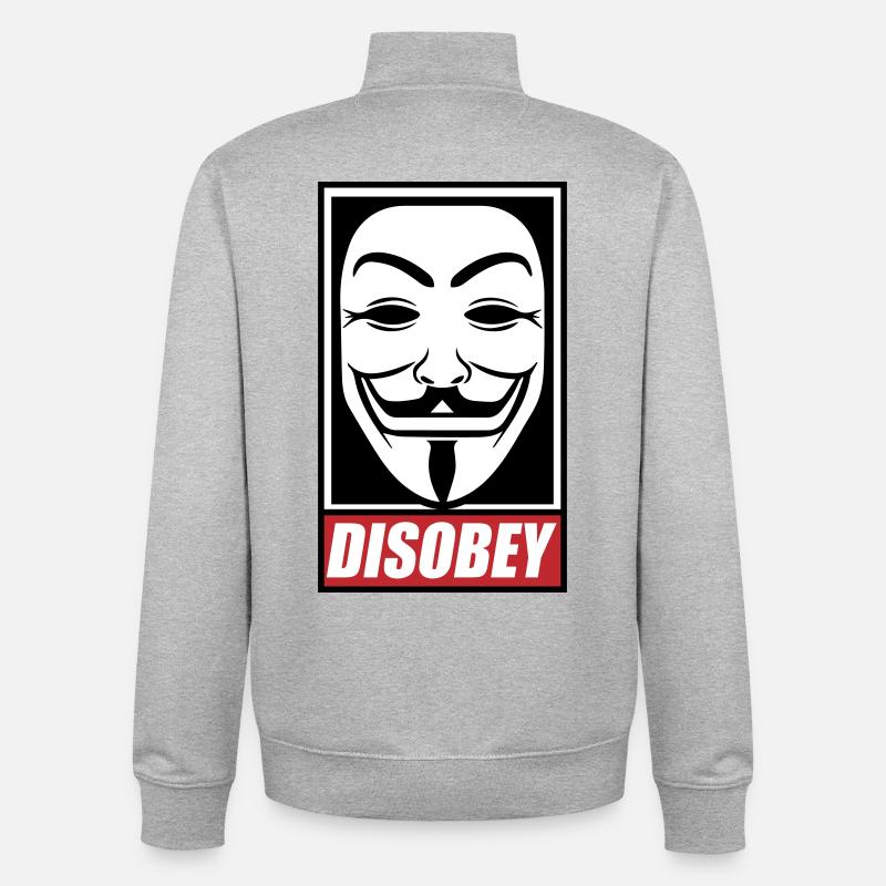 Désobéir Couleurs modifiables - Sweat zippé unisexe en coton bio Stanley/Stella - gris chiné