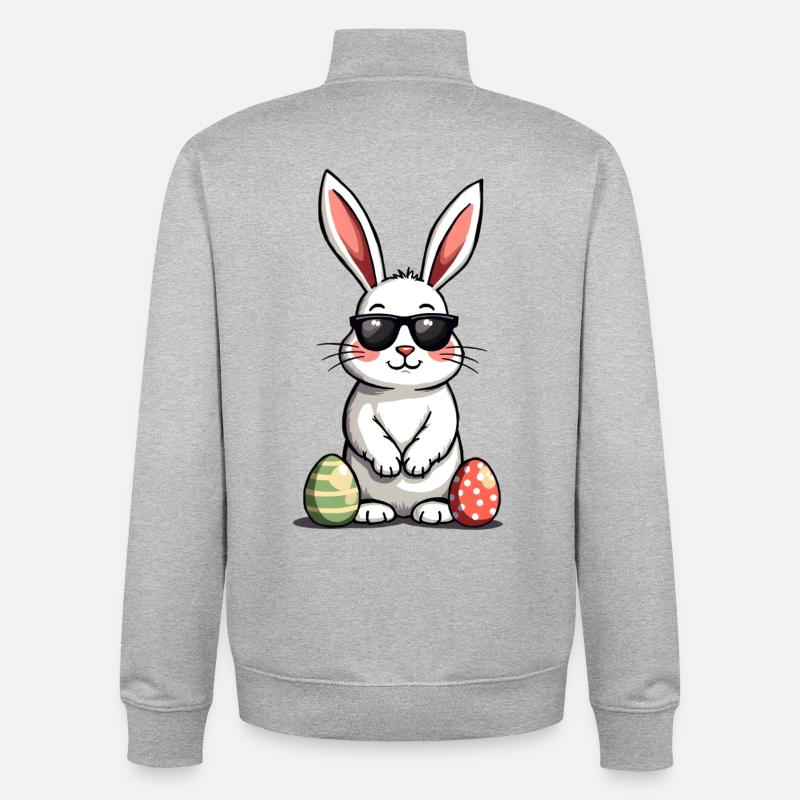 Cool Easter Bunny - Unisex Organic Zip Sweatshirt by Stanley/Stella - heather grey