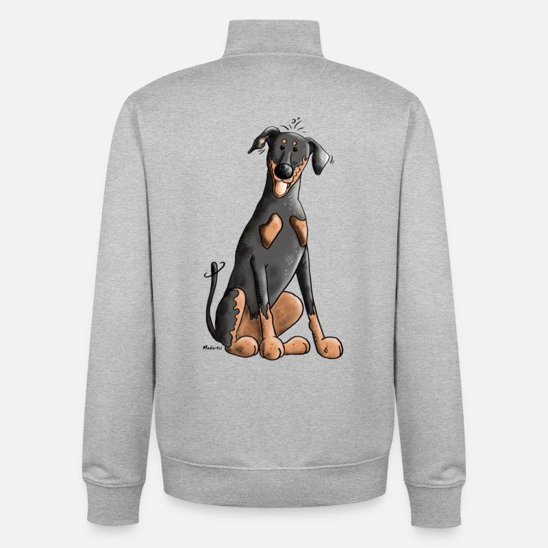 Drolliger Dobermann - Unisex Organic Zip Sweatshirt von Stanley/Stella - Grau meliert