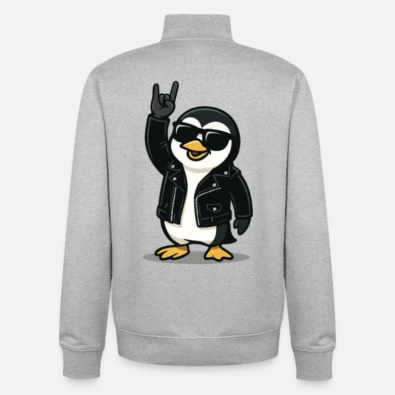 Rock'n'Roll Pinguin - Unisex Organic Zip Sweatshirt von Stanley/Stella - Grau meliert