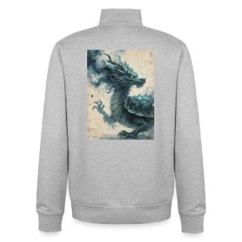 Kosmische Harmonie: Xuangui – Unendlichkeit - Unisex Organic Zip Sweatshirt von Stanley/Stella - Grau meliert - Hinten - AI Model Male 185 light (185cm)