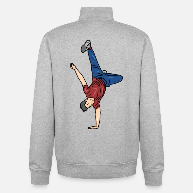 B Garçon Dessin - Sweat zippé unisexe en coton bio Stanley/Stella - gris chiné