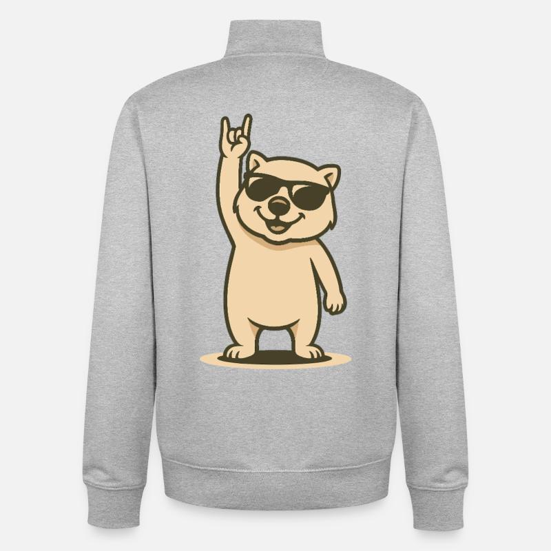 Wombat à bascule - Sweat zippé unisexe en coton bio Stanley/Stella - gris chiné