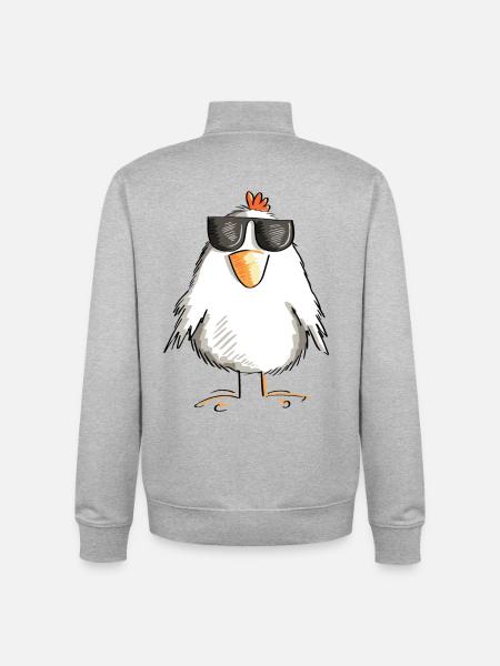 Huhn mit cooler Sonnenbrille - Hahn - Gockel - Unisex Organic Zip Sweatshirt von Stanley/Stella - Grau meliert
