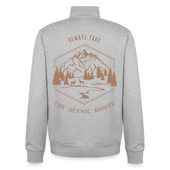 Always Take The Scenic Route - Nature Lovers - Unisex Organic Zip Sweatshirt by Stanley/Stella - heather grey - Back - AI Model Male 185 light (185cm)