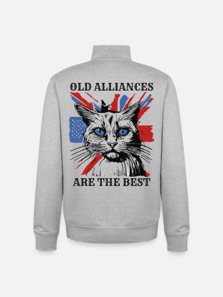 cat alliance friend - Unisex Organic Zip Sweatshirt by Stanley/Stella - heather grey