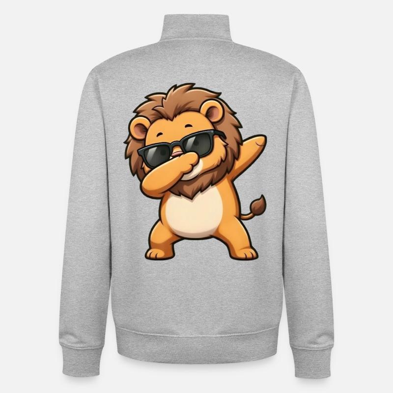 Dabbing Löwe - Unisex Organic Zip Sweatshirt von Stanley/Stella - Grau meliert