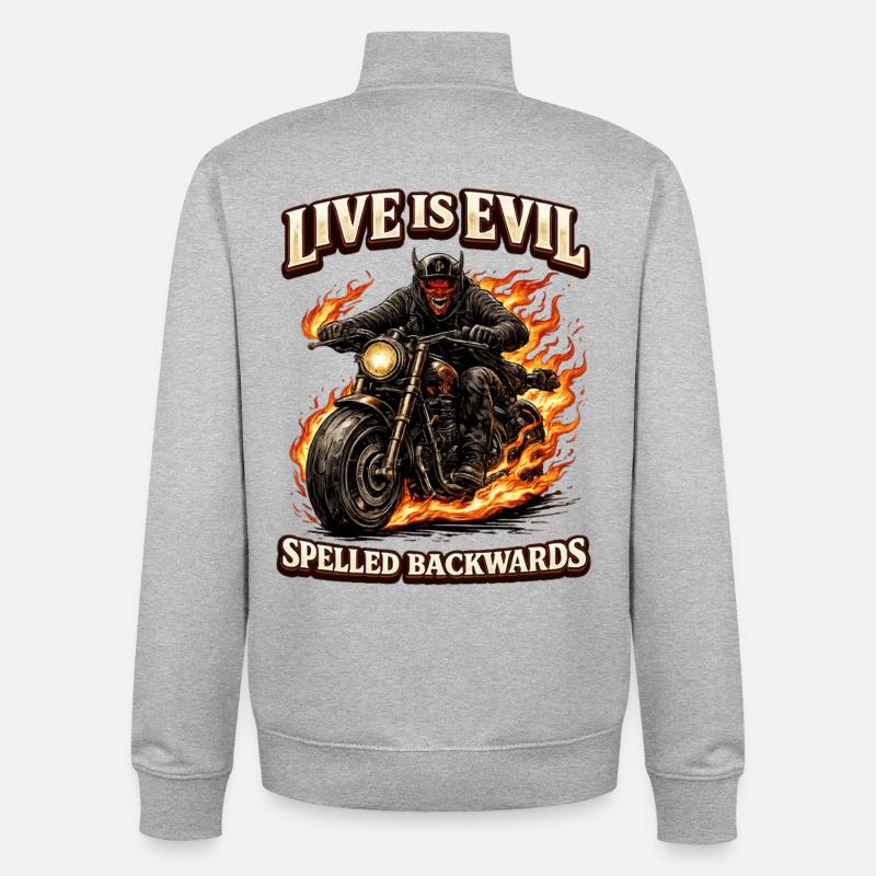 Live Is Evil Spelled Backwards - Unisex Organic Zip Sweatshirt von Stanley/Stella - Grau meliert