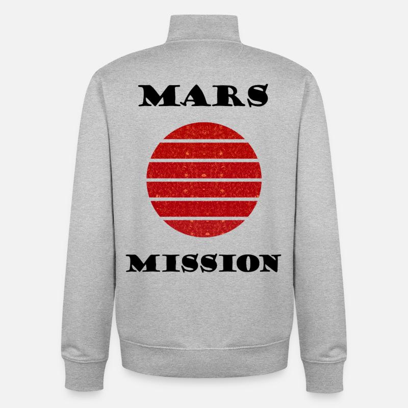 Cercle solaire rayé rouge Mars - Sweat zippé unisexe en coton bio Stanley/Stella - gris chiné