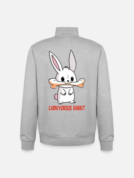 Carnivorous white rabbit - Unisex Organic Zip Sweatshirt by Stanley/Stella - heather grey