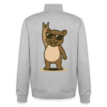 Rocker tapir baby - Unisex Organic Zip Sweatshirt by Stanley/Stella - heather grey - Back - AI Model Male 185 light (185cm)