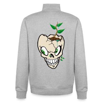 Growing Skull Sprout - Unisex Organic Zip Sweatshirt by Stanley/Stella - heather grey - Back - AI Model Male 185 light (185cm)