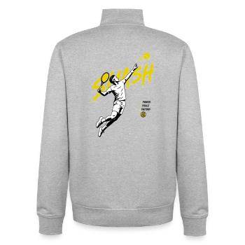 Saut de tennis - Sweat zippé unisexe en coton bio Stanley/Stella - gris chiné - Dos - AI Model Male 185 light (185cm)