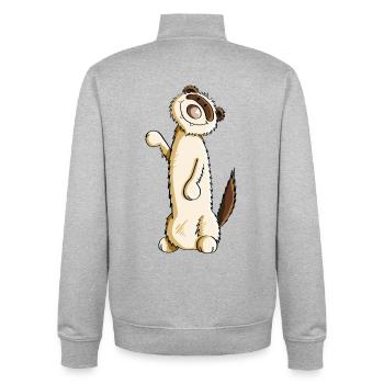 Kleines Harlekin Frettchen - Ferret - Marder - Unisex Organic Zip Sweatshirt von Stanley/Stella - Grau meliert - Hinten - AI Model Male 185 light (185cm)