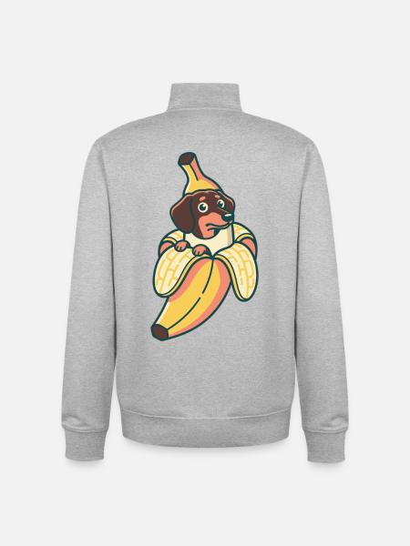 Dackel Banane - Unisex Organic Zip Sweatshirt von Stanley/Stella - Grau meliert