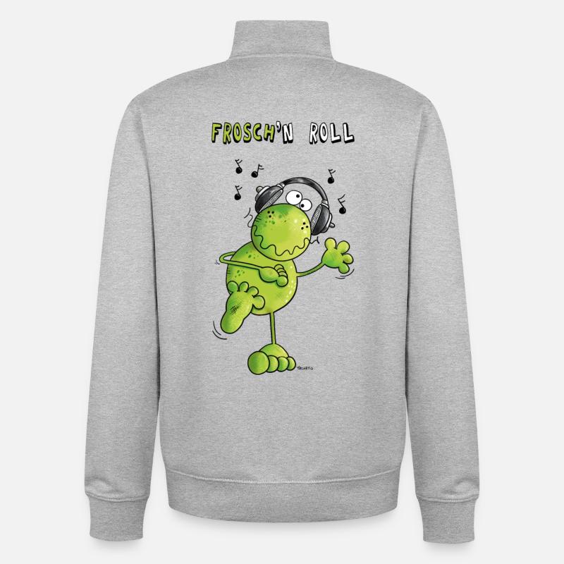 Frosch n' Roll - Unisex Organic Zip Sweatshirt von Stanley/Stella - Grau meliert