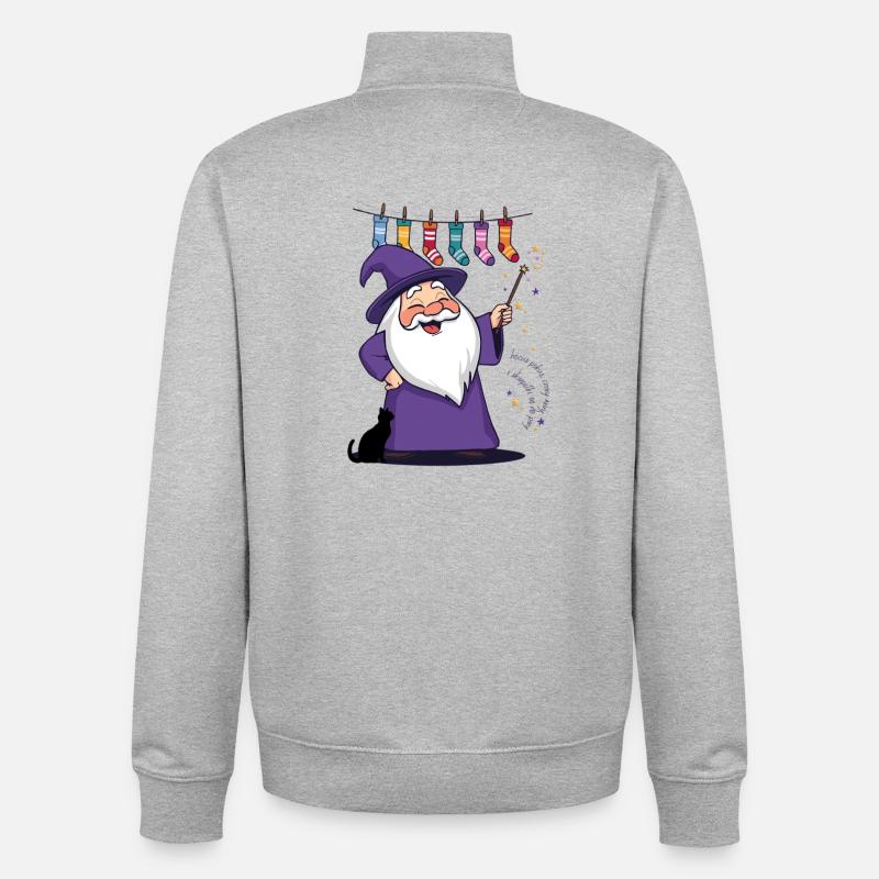 Le Magicien et les Chaussettes - Sweat zippé unisexe en coton bio Stanley/Stella - gris chiné