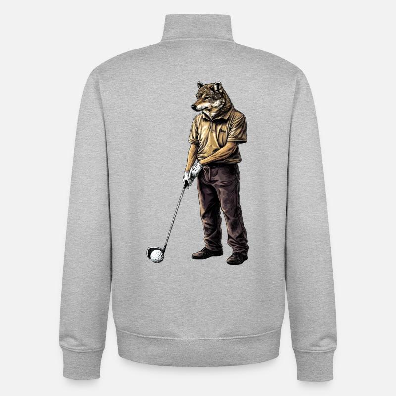 Wolves Golf - Sweat zippé unisexe en coton bio Stanley/Stella - gris chiné