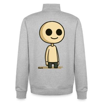 Simple cartoon character with round head - Unisex Organic Zip Sweatshirt by Stanley/Stella - heather grey - Back - AI Model Male 185 light (185cm)