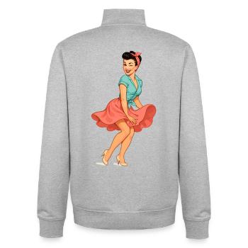 Vintage Rockabella Pin-up Girl – Retro 50s Art - Unisex Organic Zip Sweatshirt von Stanley/Stella - Grau meliert - Hinten - AI Model Male 185 light (185cm)