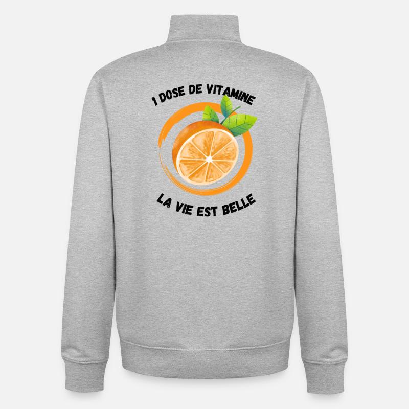 une dose de vitamine pour l' hiver - Sweat zippé unisexe en coton bio Stanley/Stella - gris chiné