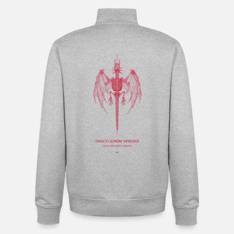 Draco Ignem Spirans - Sweat zippé unisexe en coton bio Stanley/Stella - gris chiné