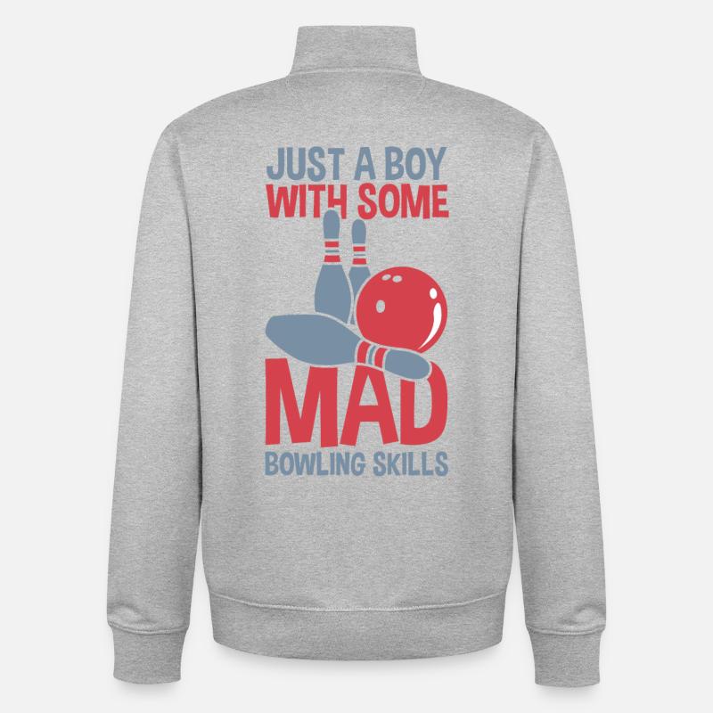 Bowling Junge - Unisex Organic Zip Sweatshirt von Stanley/Stella - Grau meliert
