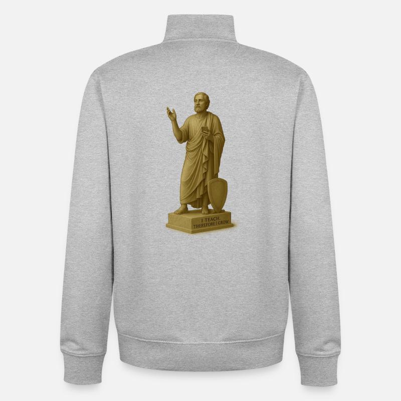 Teaching philosopher with smartphone - Unisex Organic Zip Sweatshirt by Stanley/Stella - heather grey