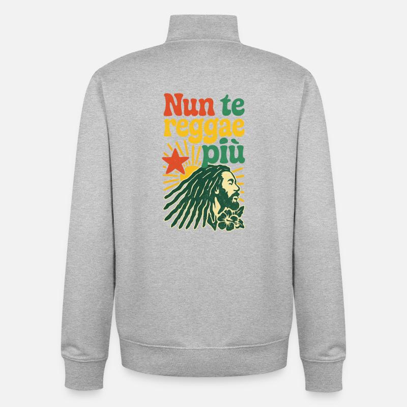Design reggae rasta avec un message positif - Sweat zippé unisexe en coton bio Stanley/Stella - gris chiné