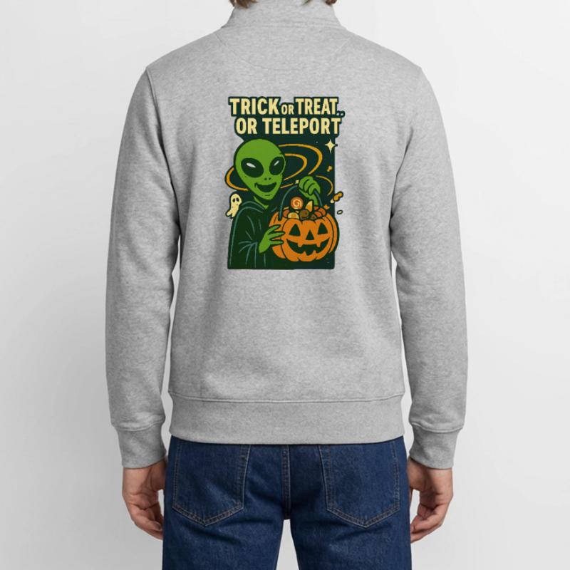 Alien Halloween T-Shirt – Süßes oder Saures... oder... Unisex Organic Zip Sweatshirt von Stanley/Stella