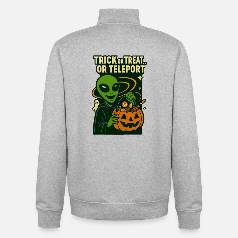 Alien Halloween T-Shirt – Süßes oder Saures... oder... - Unisex Organic Zip Sweatshirt von Stanley/Stella - Grau meliert