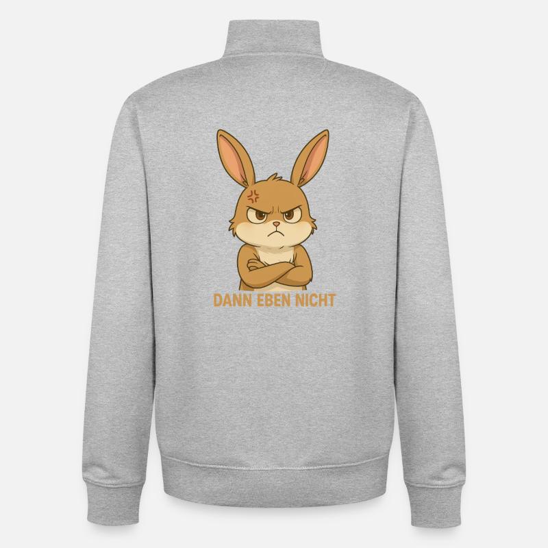 Grumpy Bunny - Unisex Organic Zip Sweatshirt by Stanley/Stella - heather grey