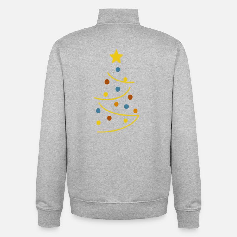 Arbre de Noël coloré et graphique - Sweat zippé unisexe en coton bio Stanley/Stella - gris chiné