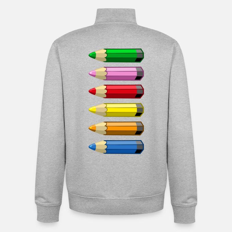 Crayons de couleurs - Sweat zippé unisexe en coton bio Stanley/Stella - gris chiné